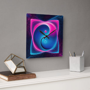 Chi Fusion: Vibrant Yin Yang Energies Square Wall Clock