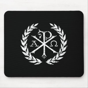Chi Rho Alpha Omega Christian Faith Symbol Mouse Pad