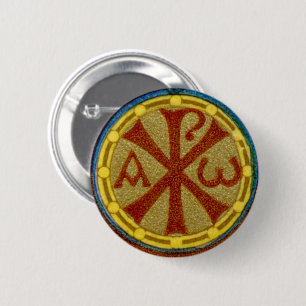 Chi Rho / Alpha Omega Medallion from SNV 36 6 Cm Round Badge