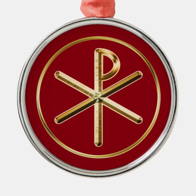 Chi-Rho glow Metal Ornament (Front)