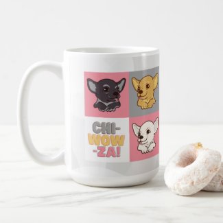 Chi-Wowza! Pink and Grey Chihuahua Pattern Coffee Mug