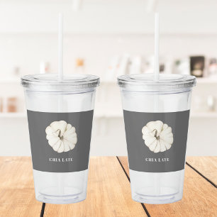 Chia Latte Watercolor White Pumpkin  Acrylic Tumbler