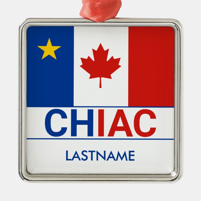 Chiac Acadian Canadian Flag Personalise Metal Ornament (Front)