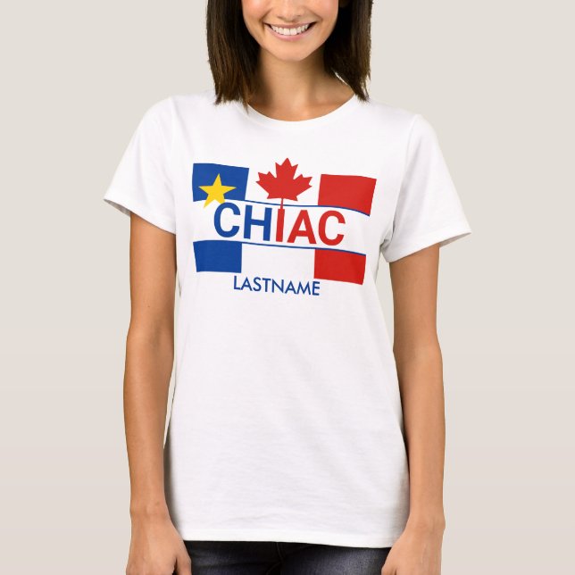 Chiac Acadian Canadian Flag Personalise T-Shirt (Front)