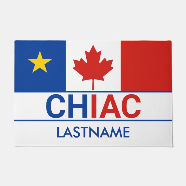 Chiac Acadian Canadian Flag Surname Doormat (Front)