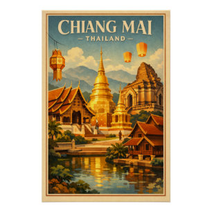 Chiang Mai city in northern Thailand travel Poster