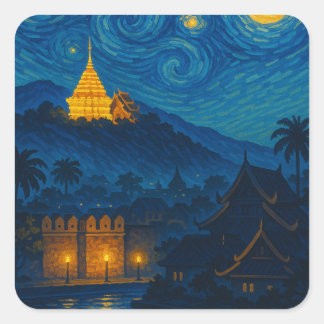 Chiang Mai Temple Starry Night Sticker