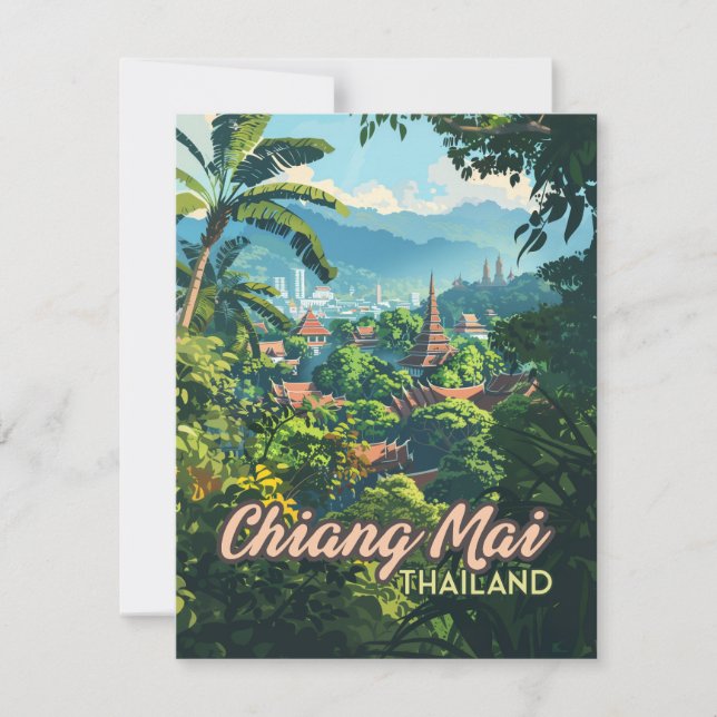 Chiang Mai Thailand Asia Temples Mountains Card (Front)