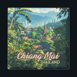 Chiang Mai Thailand Asia Temples Mountains Vintage Magnet<br><div class="desc">The temples and mountains of Chiang Mai in Northern Thailand. Chiang Mai, Thailand, founded in 1296 as the capital of the Lanna Kingdom, is a cultural and historical gem located in northern Thailand. Key sights include Wat Phra That Doi Suthep, a stunning hilltop temple offering panoramic views, and the Old...</div>