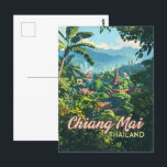 Chiang Mai Thailand Asia Temples Mountains Vintage Postcard<br><div class="desc">The temples and mountains of Chiang Mai in Northern Thailand. Chiang Mai, Thailand, founded in 1296 as the capital of the Lanna Kingdom, is a cultural and historical gem located in northern Thailand. Key sights include Wat Phra That Doi Suthep, a stunning hilltop temple offering panoramic views, and the Old...</div>