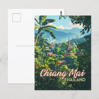 Chiang Mai Thailand Asia Temples Mountains Vintage Postcard