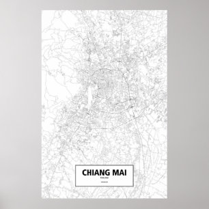 Chiang Mai, Thailand (black on white) Poster