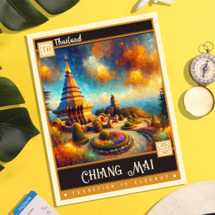 Chiang Mai, Thailand   Vintage Painting Postcard