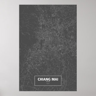 Chiang Mai, Thailand (white on black) Poster