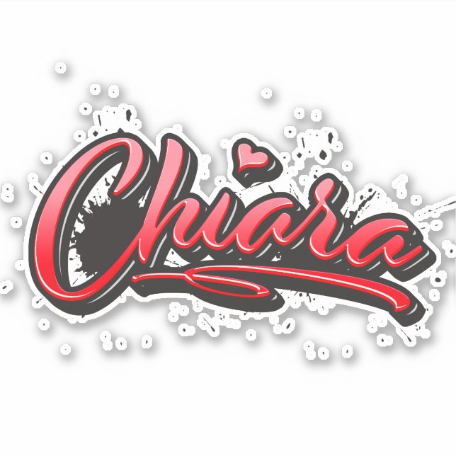 Chiara red Heart Graffiti Decal Sticker (Front)