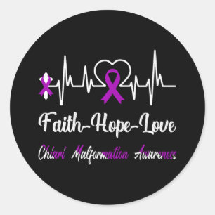 Chiari Malformation Awareness Heartbeat Christian  Classic Round Sticker