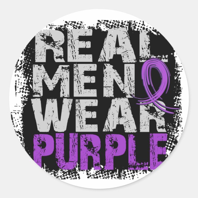 Chiari Malformation Real Men Wear Purple Classic Round Sticker (Front)