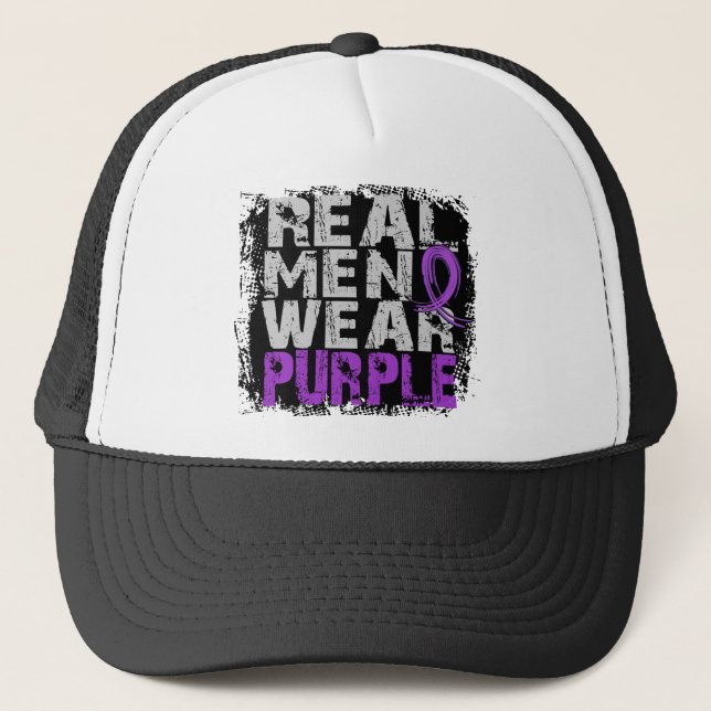Chiari Malformation Real Men Wear Purple Trucker Hat (Front)
