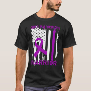 Chiari Malformation Warrior Purple Ribbon Usa Flag T-Shirt