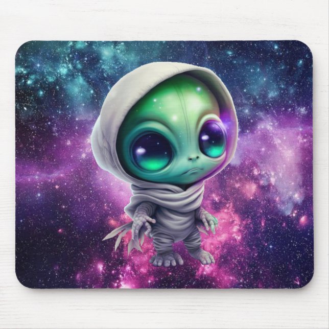 Chibi Alien in Hoodie Mouse Pad (Front)