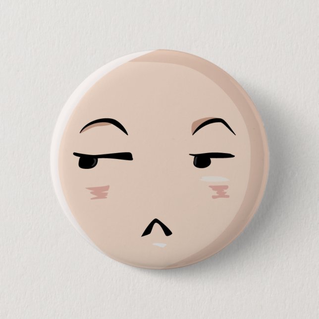 Chibi Anime Emoji Character Disbelief Emote Face 1 6 Cm Round Badge (Front)