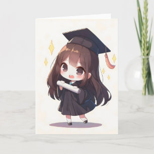 Chibi Anime Girl School Holiday Card