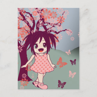Chibi Anime Manga Cute Japanese Girl Postcard
