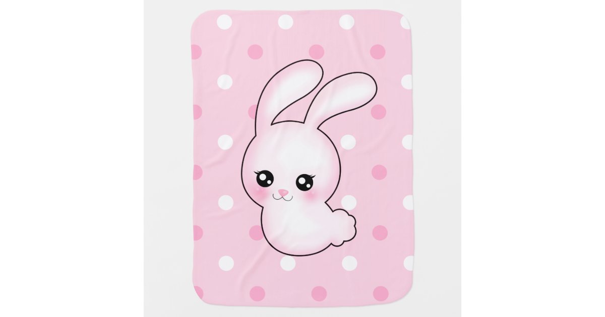 Chibi Anime Pink Easter Bunny Rabbit Baby Blanket | Zazzle