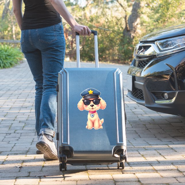 Chibi Anime Police Poodle Dog (Suitcase Insitu)