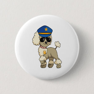 Chibi Anime Police Poodle Dog 6 Cm Round Badge