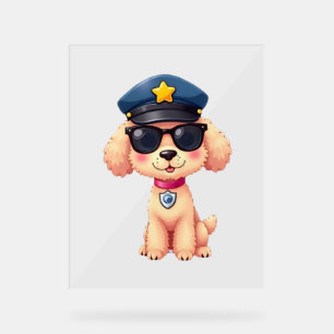 Chibi Anime Police Poodle Dog Acrylic Sign
