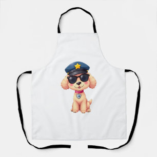 Chibi Anime Police Poodle Dog Apron