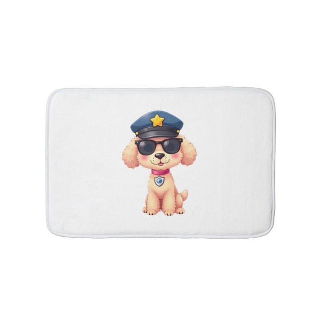 Chibi Anime Police Poodle Dog Bath Mat (Front)