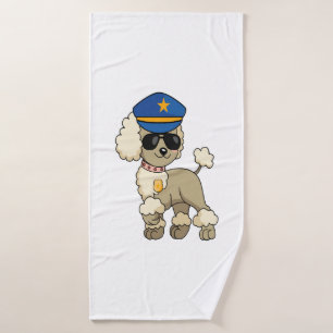 Chibi Anime Police Poodle Dog Bath Towel