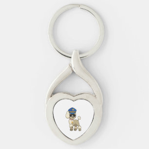 Chibi Anime Police Poodle Dog Key Ring