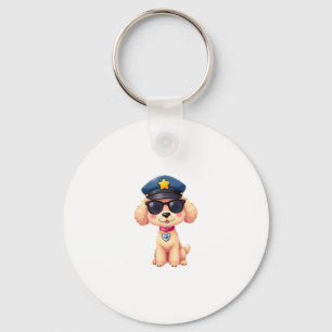 Chibi Anime Police Poodle Dog Key Ring
