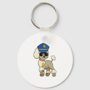 Chibi Anime Police Poodle Dog Key Ring