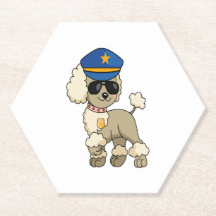 Chibi Anime Police Poodle Dog Paper Coaster