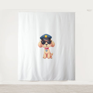 Chibi Anime Police Poodle Dog Tapestry