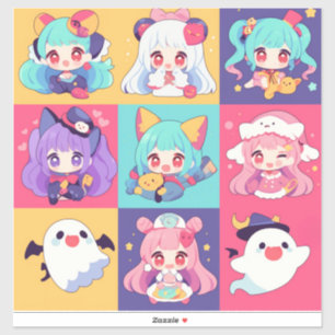 Chibi Anime Pop Art Custom-Cut Vinyl Stickers