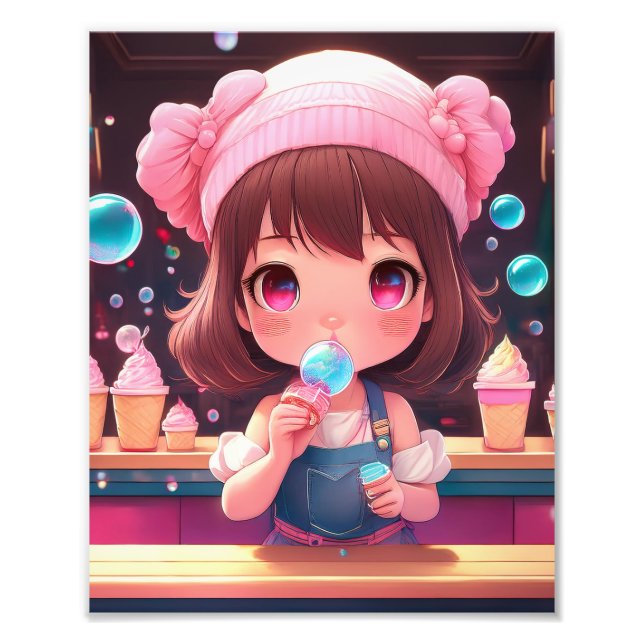 Chibi Art Chibi Character ice cream Photo Print (Front)