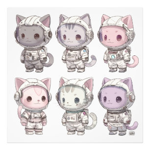 Chibi Astronaut Kittens Kawaii Crew Photo Print