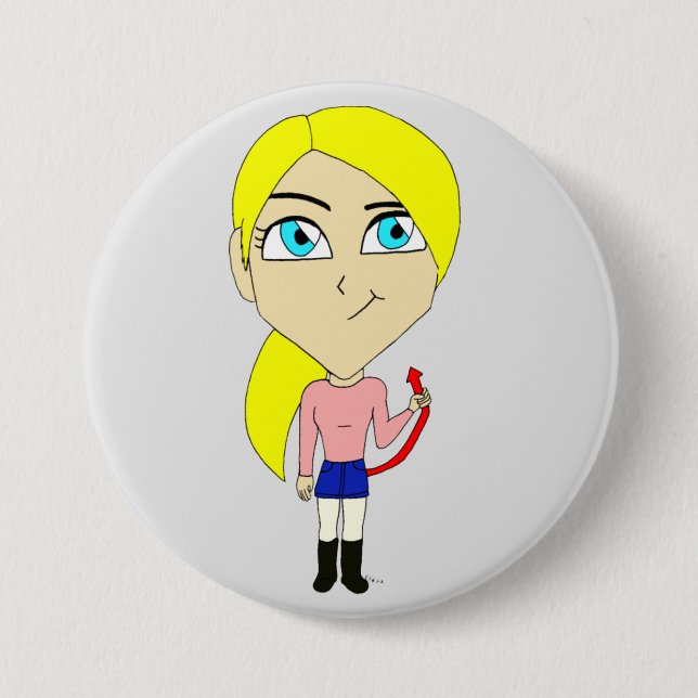 chibi "bad" girl 7.5 cm round badge (Front)