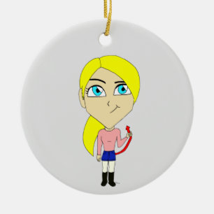 chibi "bad" girl   ceramic ornament