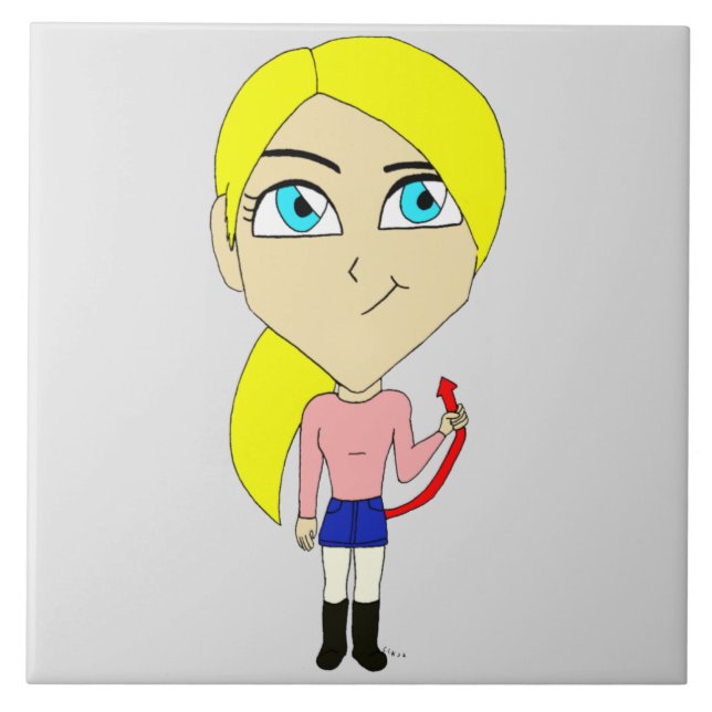 chibi "bad" girl   ceramic tile (Front)