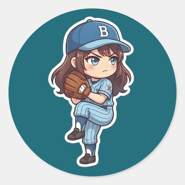 Chibi Baseball 2026 Edition - Pitcher Set Classic Round Sticker (Front)