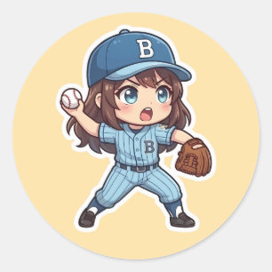 Chibi Baseball 2026 Edition - Pitcher Stride Classic Round Sticker