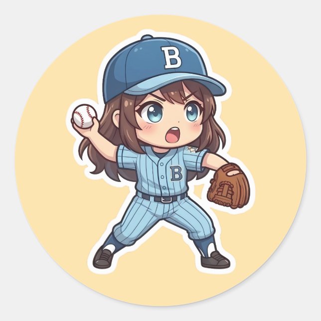 Chibi Baseball 2026 Edition - Pitcher Stride Classic Round Sticker (Front)