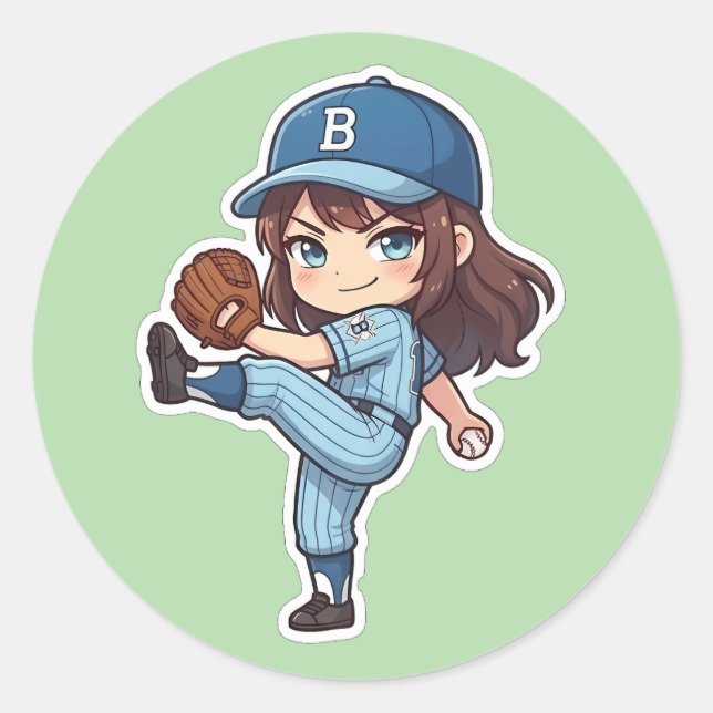Chibi Baseball 2026 Edition - Pitcher Wind-up Classic Round Sticker (Front)