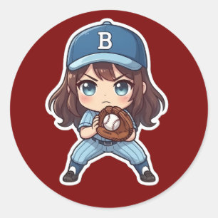 Chibi Baseball Edition - Ready Stance Classic Round Sticker